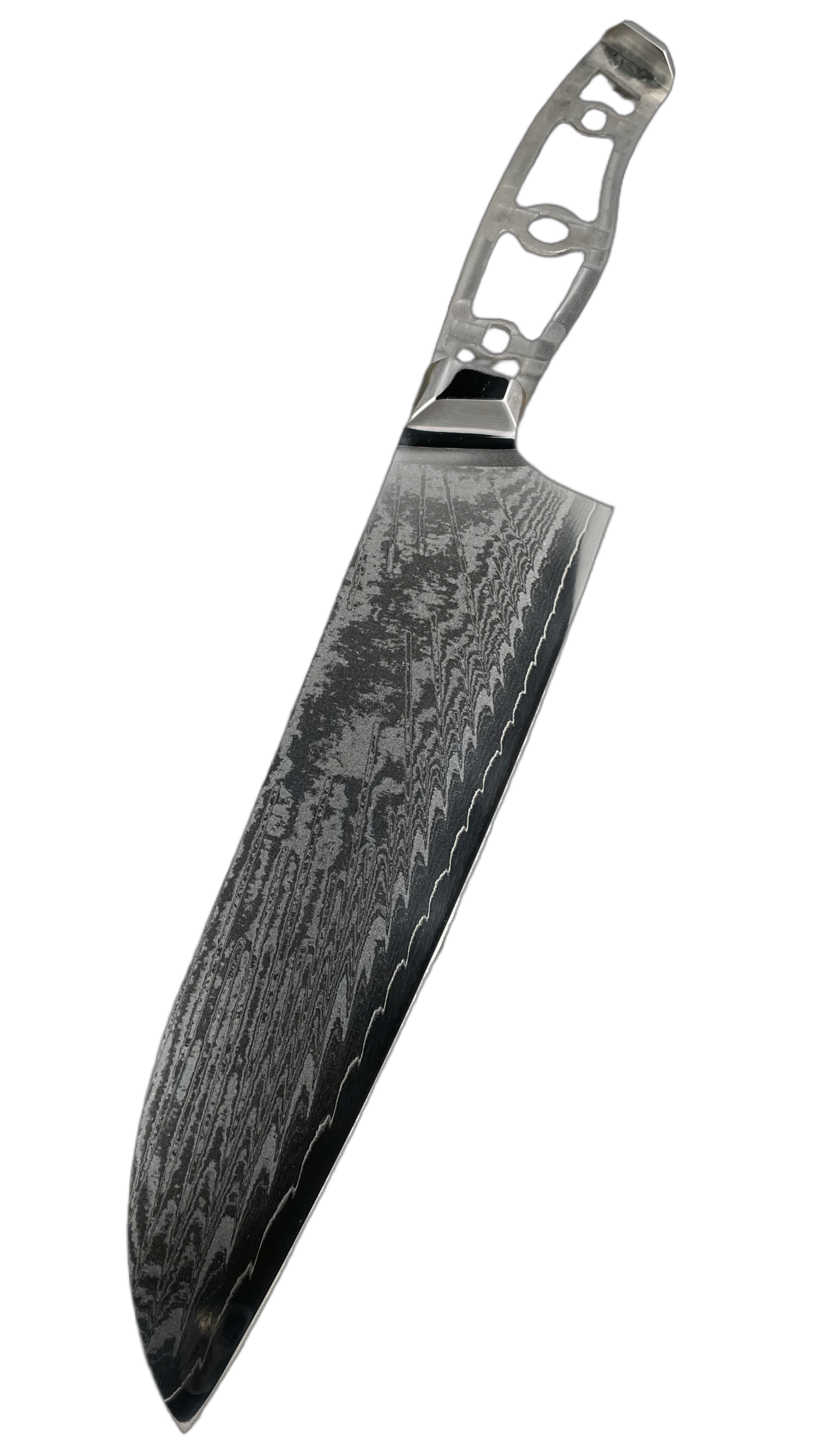 Santoku - AUS10 Damask Chef's knife 8" full tang with sockets