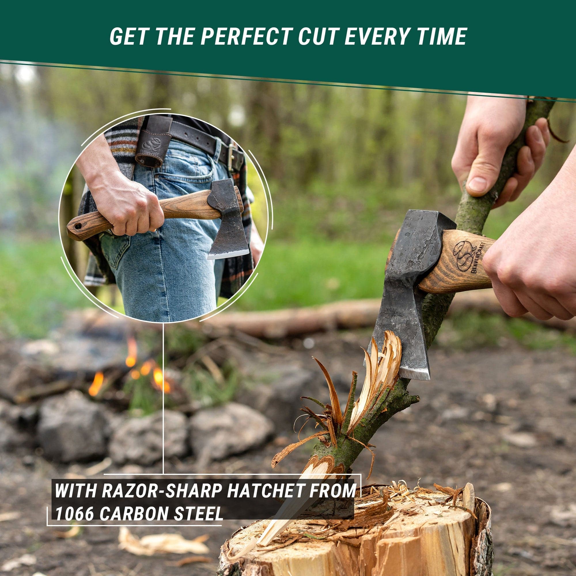 Øks med eggbeskytter AX1 Bushcraft Hatchet