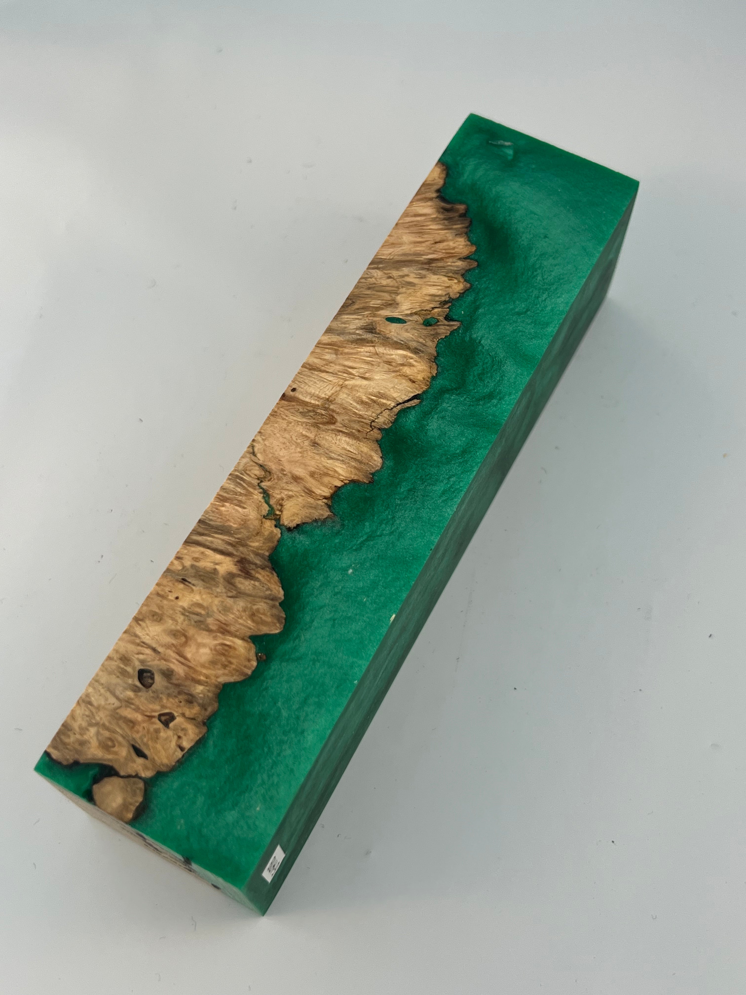 Stabilized shaft blank wood and green resin block B-72