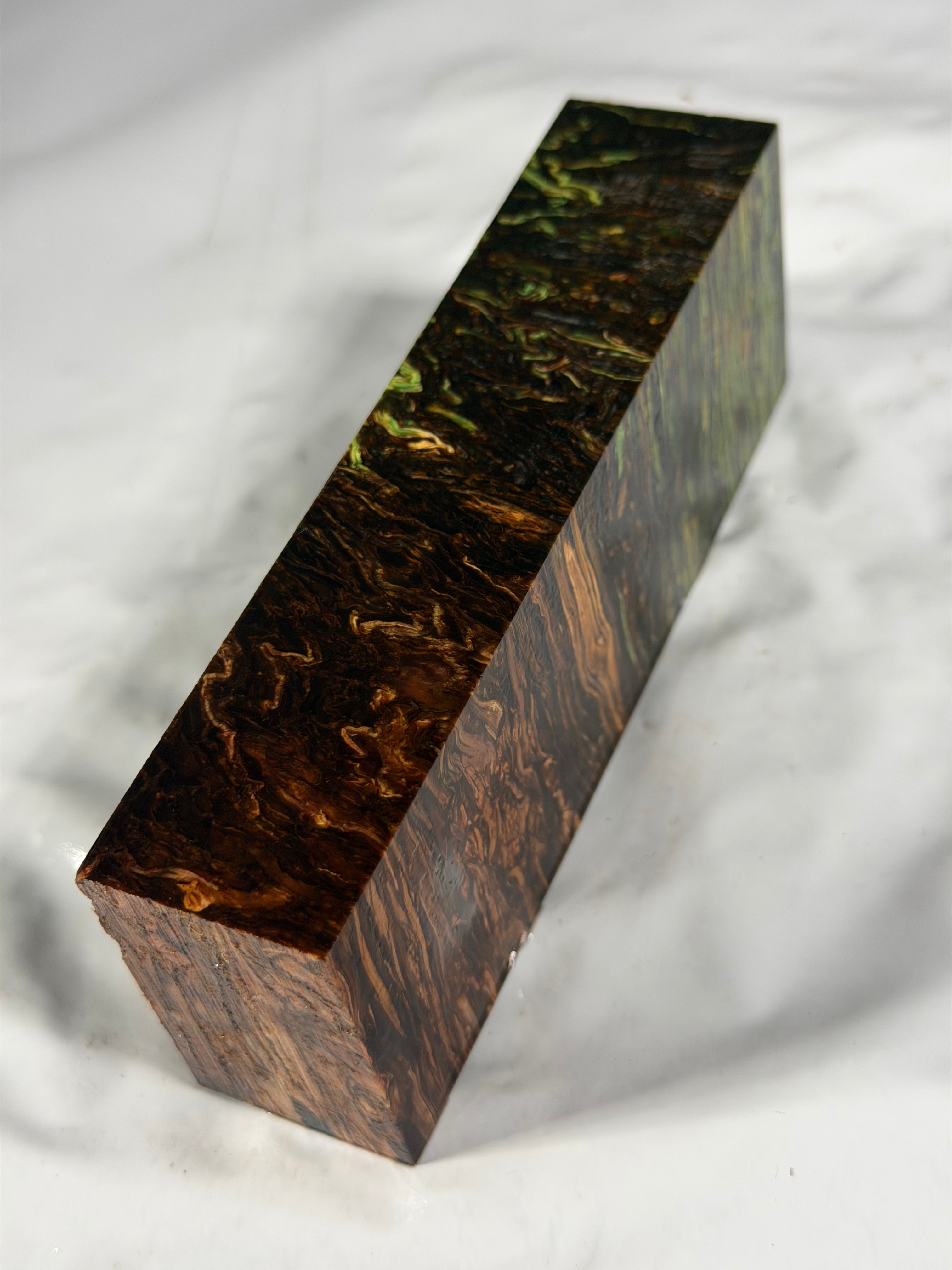 Stabilized shaft blank wood and green resin block B-72