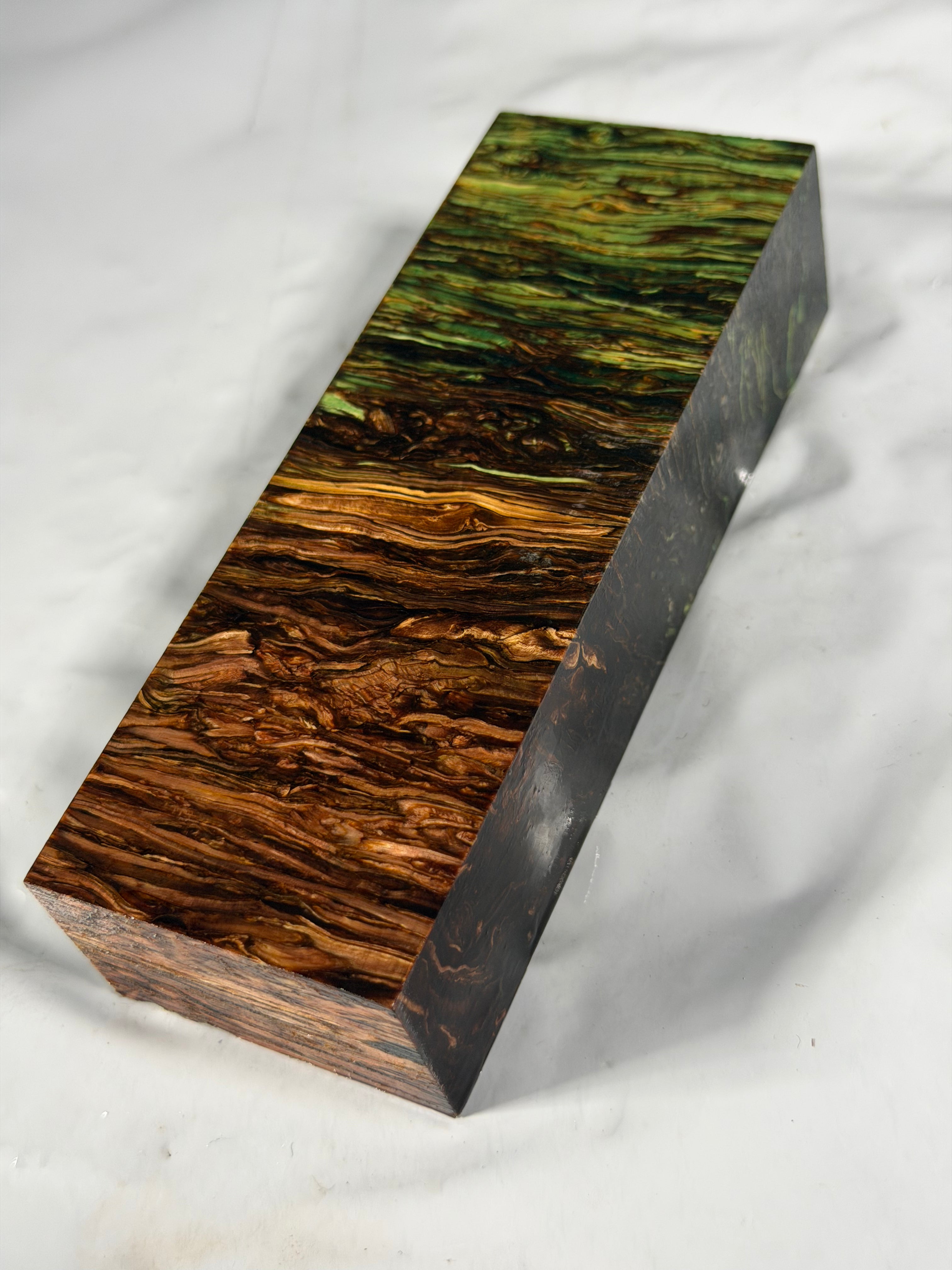 Stabilized shaft blank wood and green resin block B-72