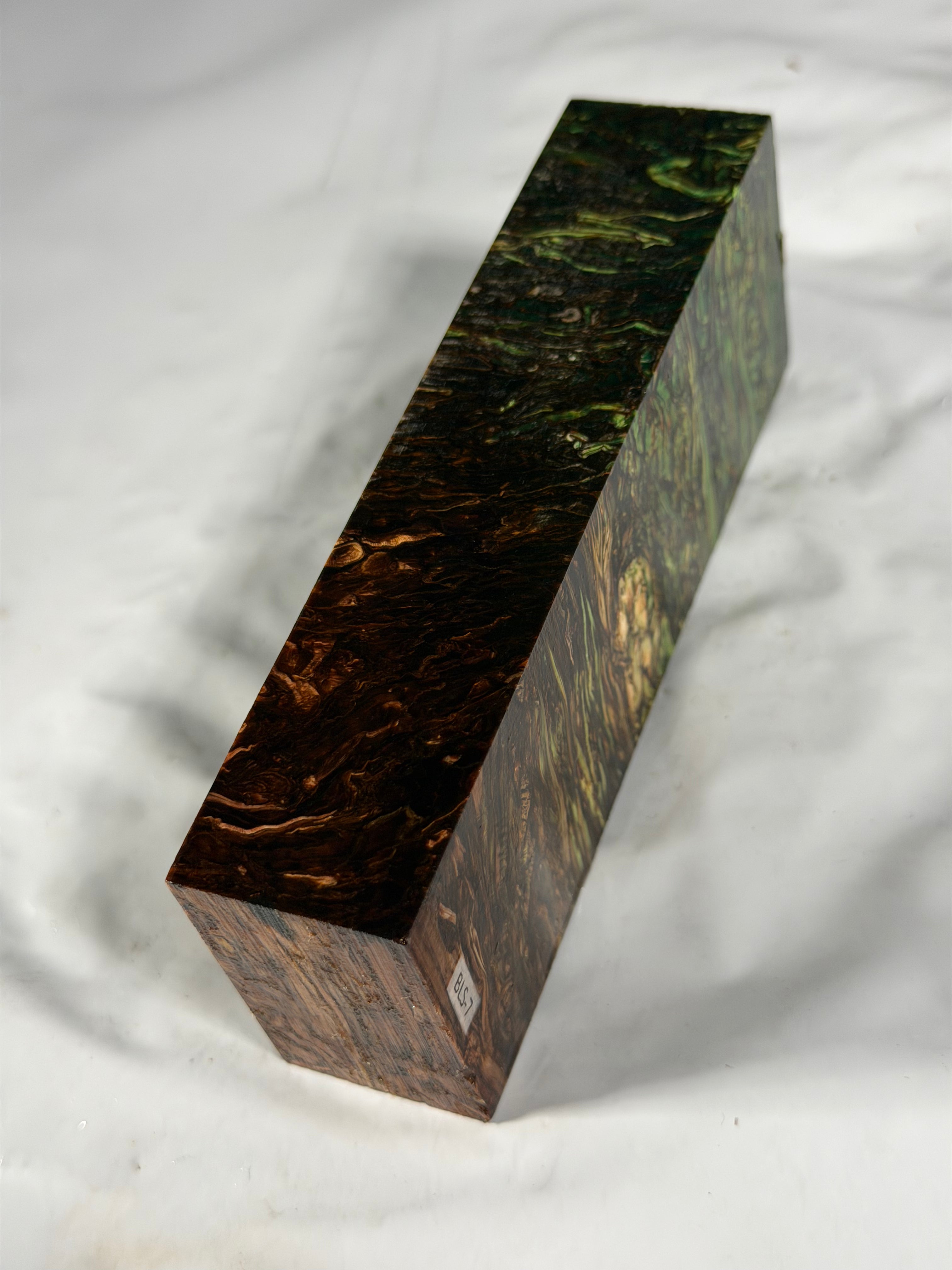 Stabilized shaft blank wood and green resin block B-72