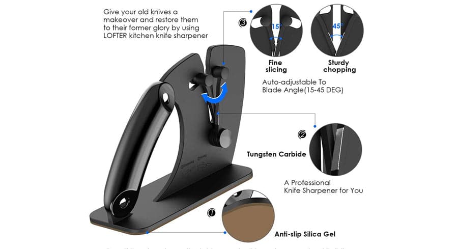 Knife sharpener with automatically adjustable angle 22-46 degrees RISAM RM022