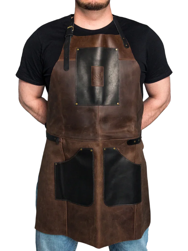 Adjustable apron in brown leather AP3X