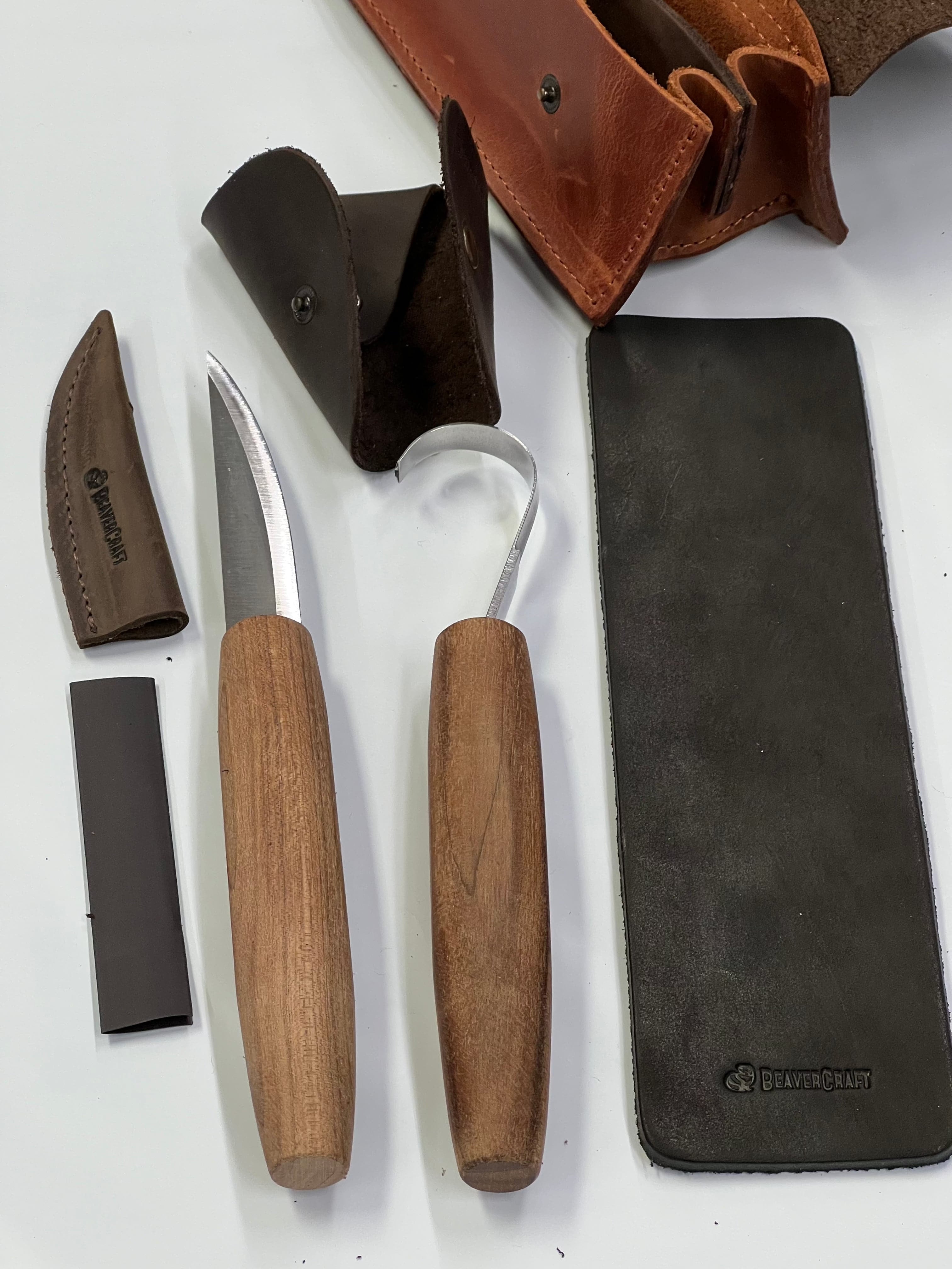 Wood carving set in leather S01X Beaver Craft