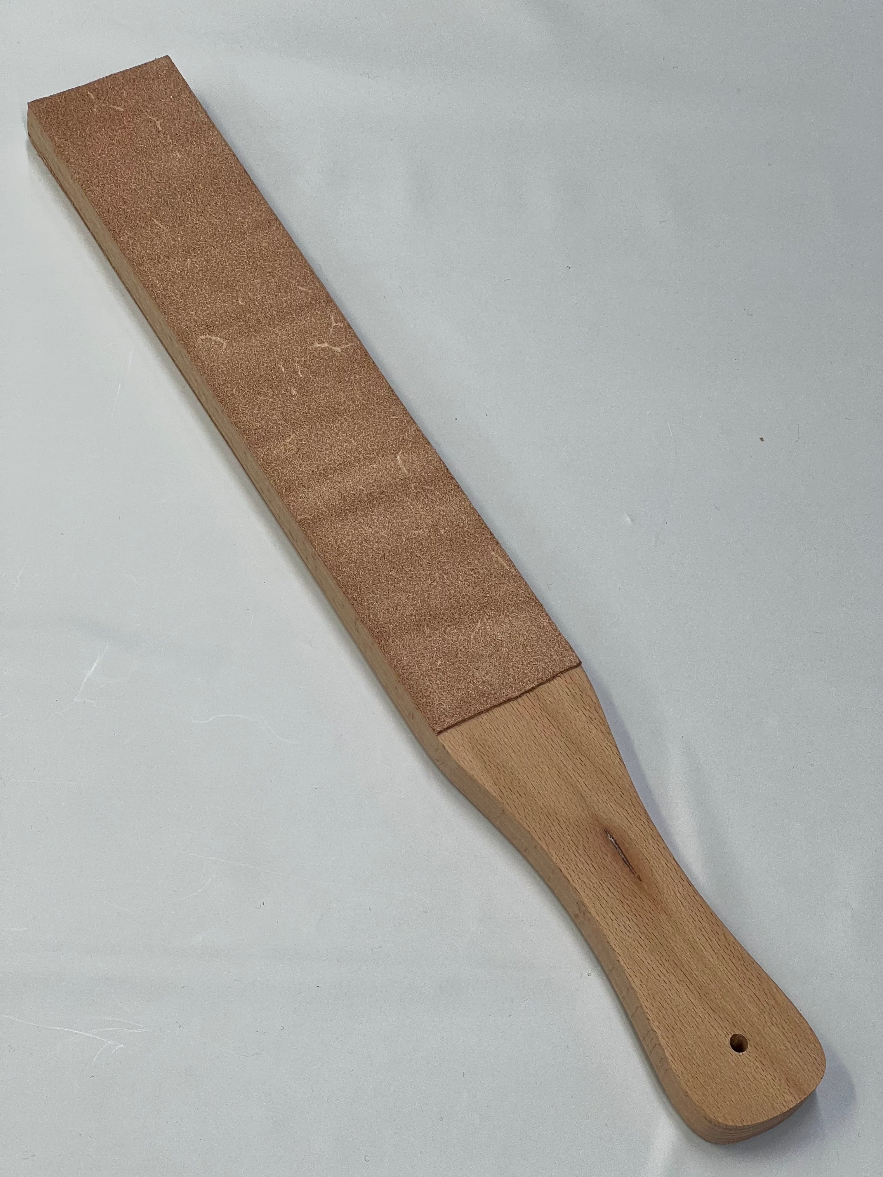 Double-sided leather strap on wooden base RW054-B