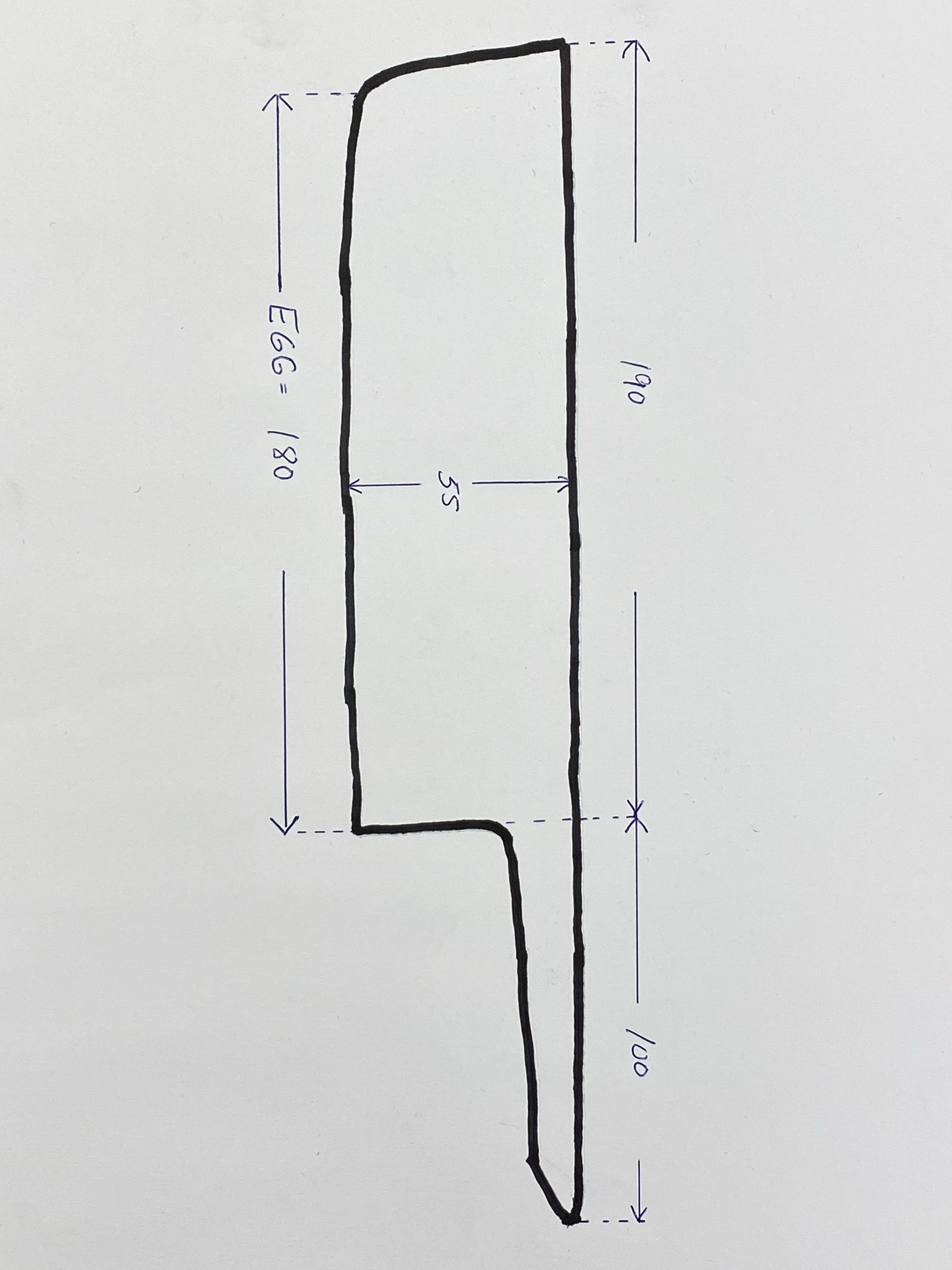 Nakiri 180 Blue 2 japanskt handsmidet knivblad