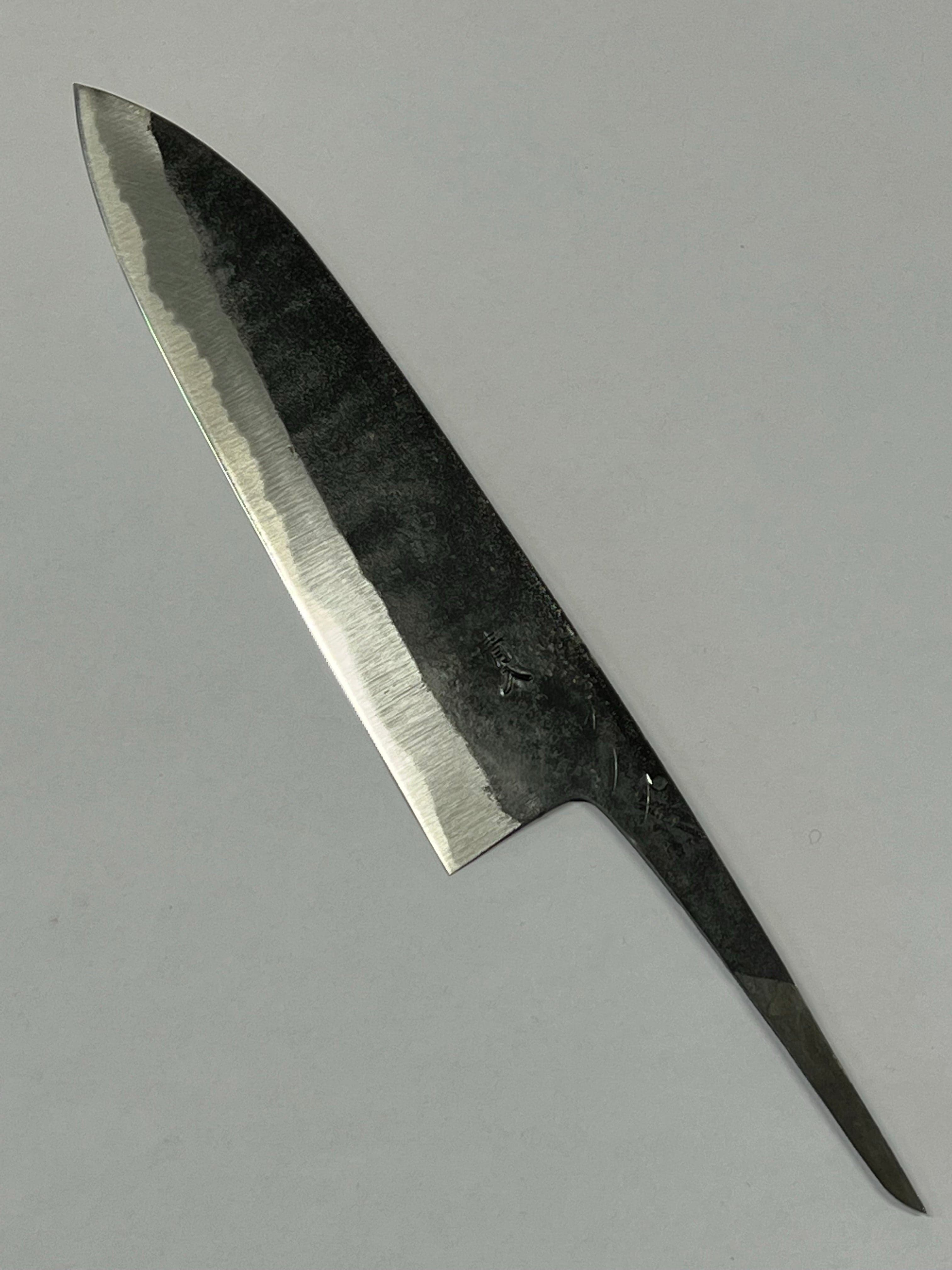 Kurouchi Santoku 165 Blue 2 Japanese hand-forged knife blade