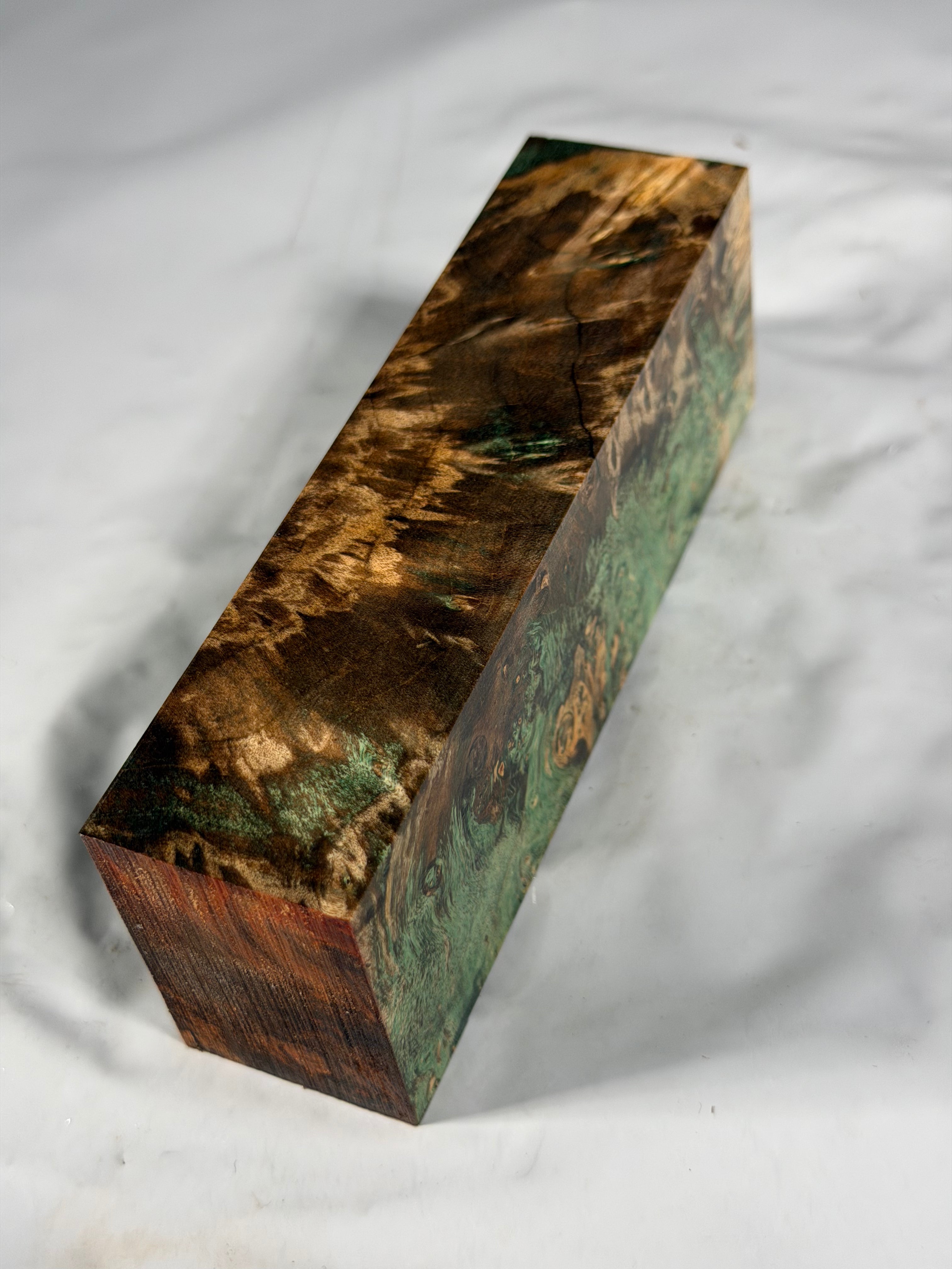 Stabilized shaft blank wood and green resin block B-72