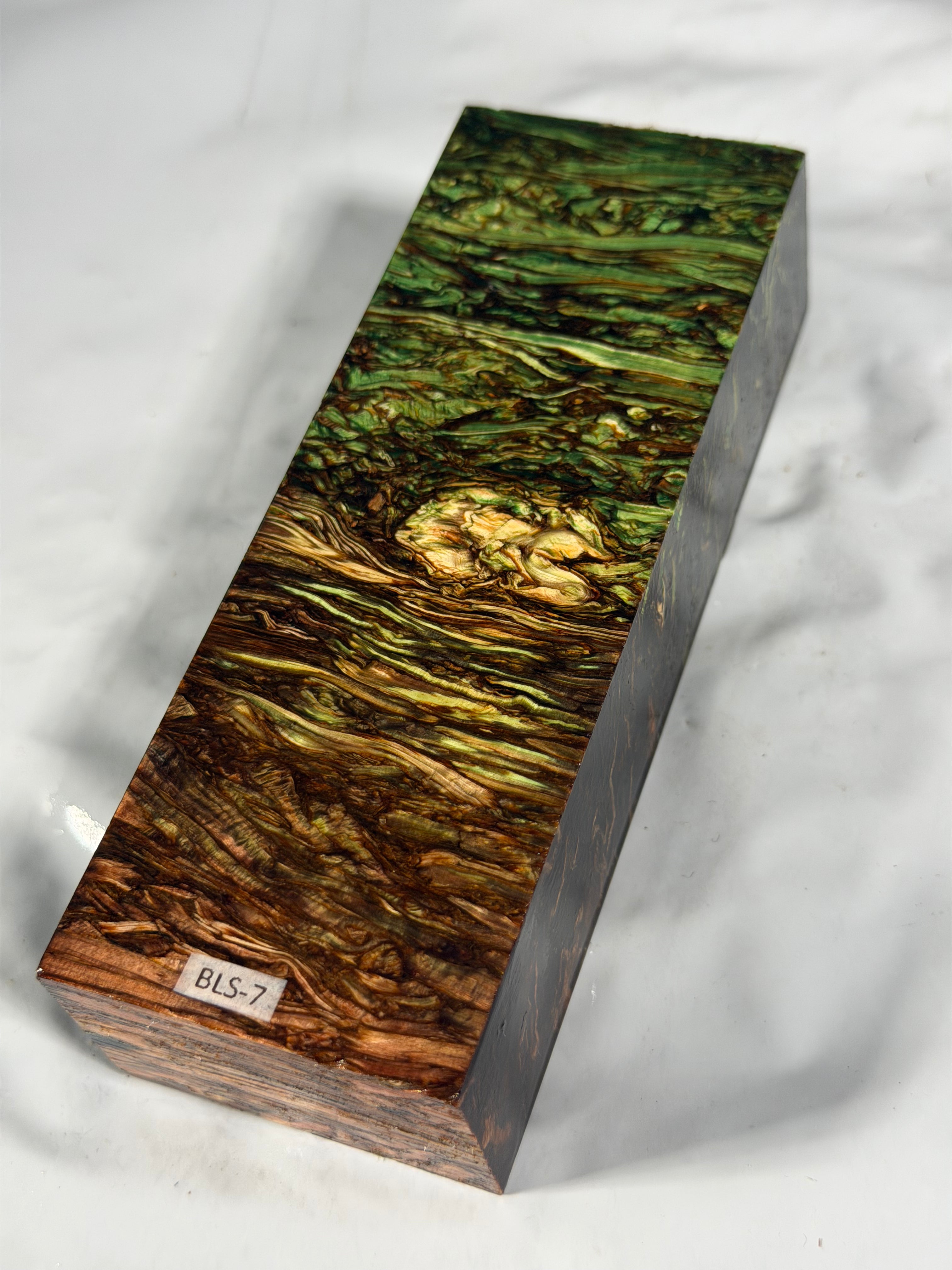 Stabilized shaft blank wood and green resin block B-72