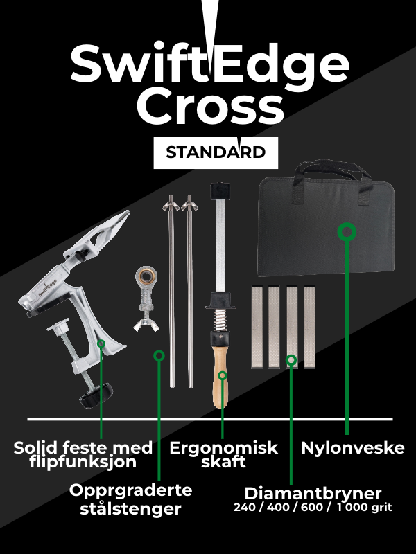 SwiftEdge Cross: Knivslipesystem med justerbar vinkel og diamantbryner