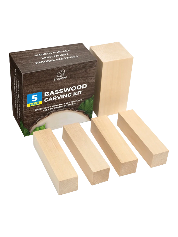 Träsnideriämnen i linsträ BW5 5-pack från Beaver Craft