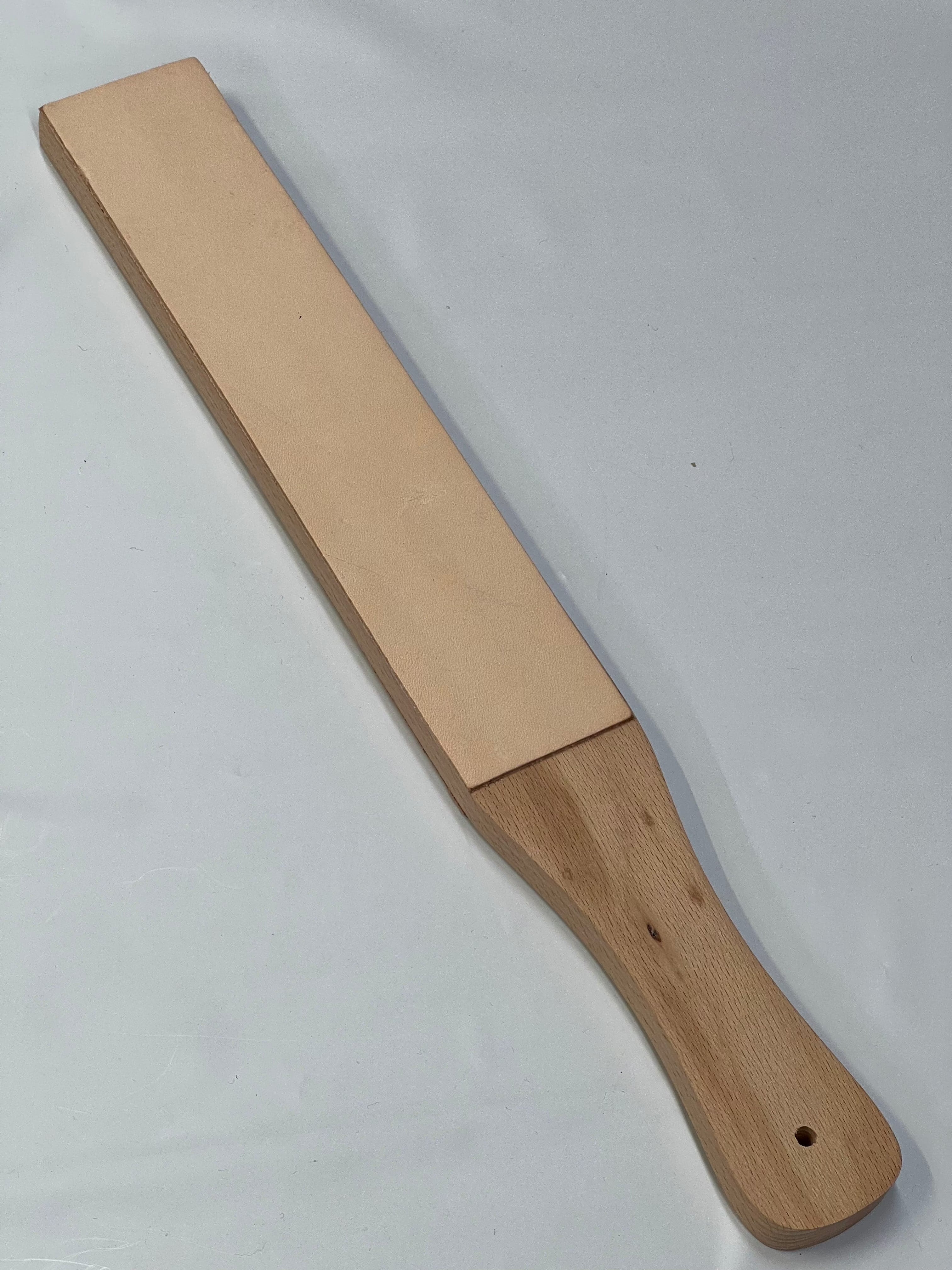 Double-sided leather strap on wooden base RW054-B